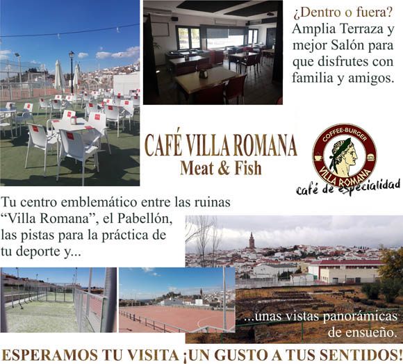 www.cafebarvillaromana.com , cafe villa romana, bares restaurantes, donde comer en jerez de los caballeros, desayuno merienda raciones tapas meat fish, instalaciones deportivas pabellón vista panoramica ruinas en jerez de los caballeros, donde ver el, bar polideportivo, café meat and fish en fregenal de la sierra higuera la real oliva de la frontera zahinos burguillos del cerro zafra